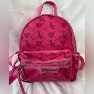 Juicy Couture Hot Pink Mini Backpack Logo and Heart Design